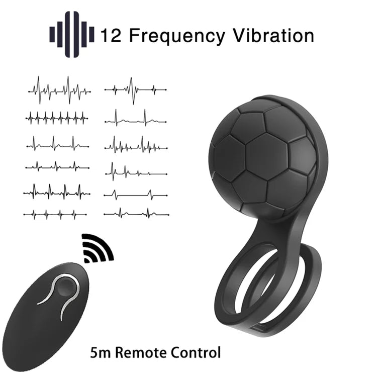 12 Modes Football Vibrating Cock Ring & Male Vibrator Toy