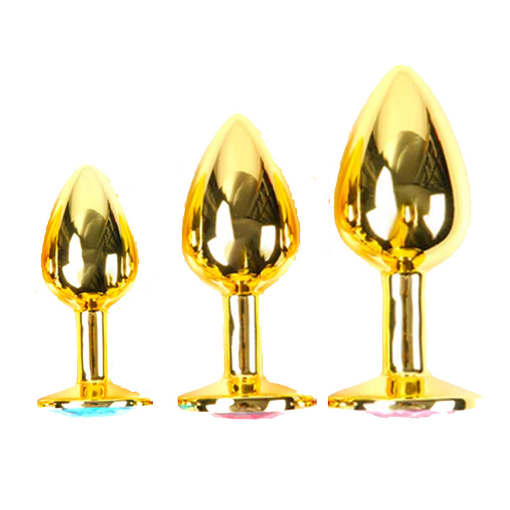 Round Metal Butt Plug - Stainless Steel Jewel Butt Plug Anal