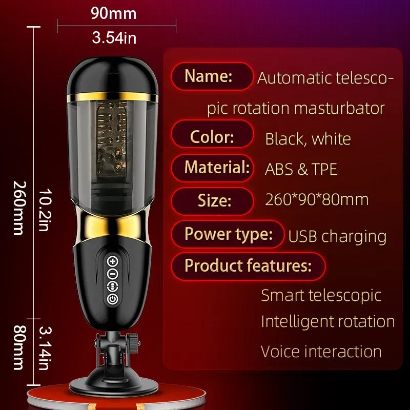 UNIMAT Beck II Automatic Telescopic Stroker Cup with 37.6°heating Female Voice Realistic Textured Ultra-Soft with Suction Base