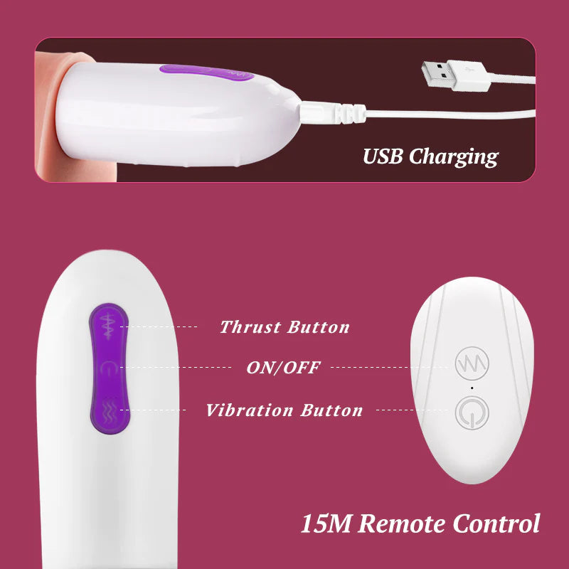 Thrusting Vibrating Dildo Sex Machine 8 Thrusting Rotating Dildo with Vibrating Heating Remote Control