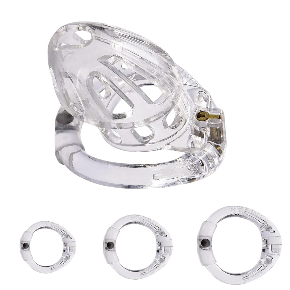 Lightweight Male Chastity Cage with 4 Size Rings