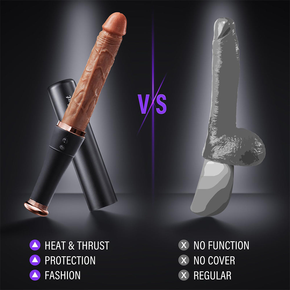 Baseball Bat 10 Vibrating & Thrusting Heating Telescopic Realistic Dildos