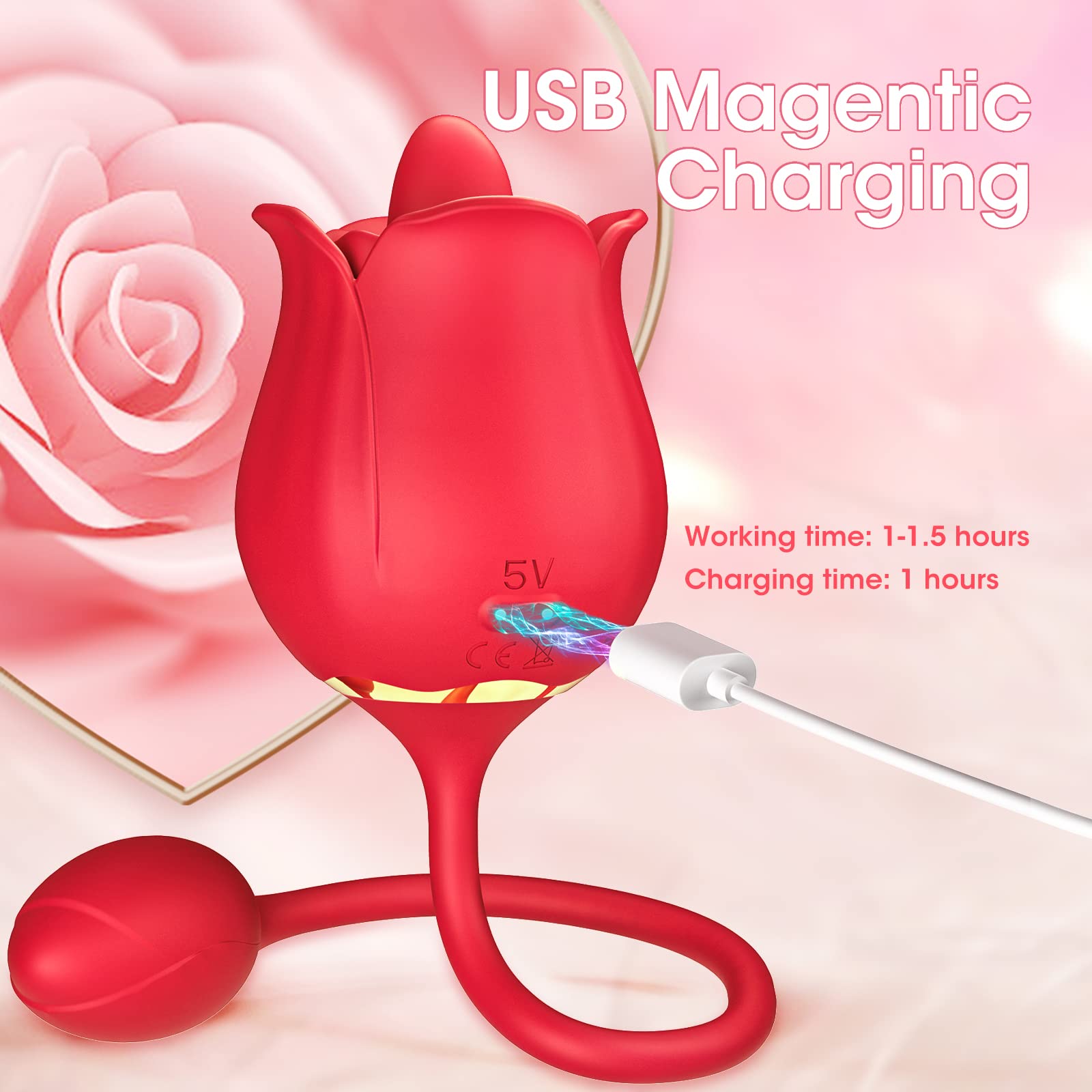 Rose Vibrator Tongue Licking Clitoris Stimulation With Vibrating Egg