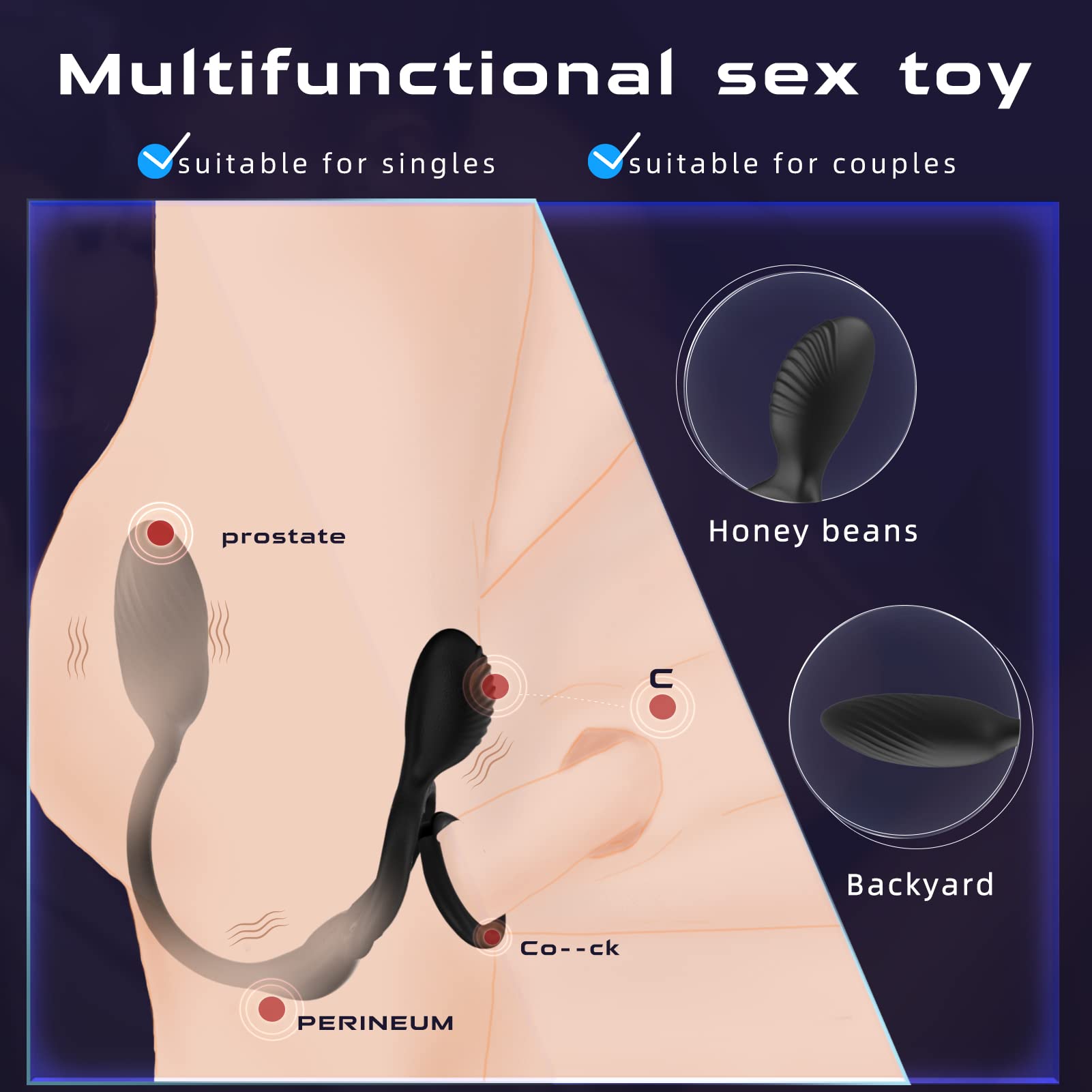 3 in 1 Couple Vibrator 10 Vibration Modes Penis Ring