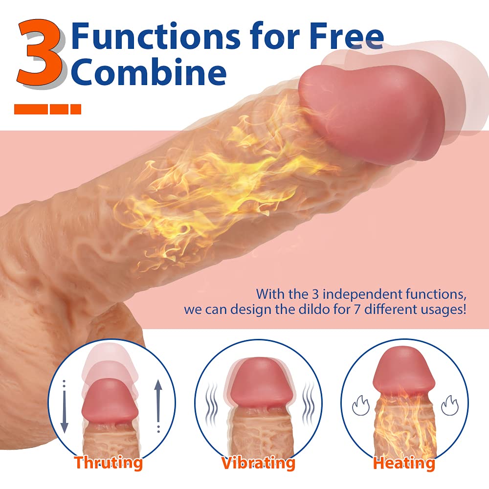 7.9”Thrusting Dildo Vibrator with 10 Modes Vibration and Heating, Realistic Vibrating Dildos with Remote Control for Anal Play G-spot Stimulation, Suction Cup Adult Sex Toy for Women and Couple Flesh