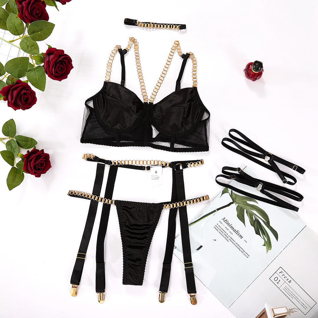 Velvet Bondage Chain Sex Lingerie Suit