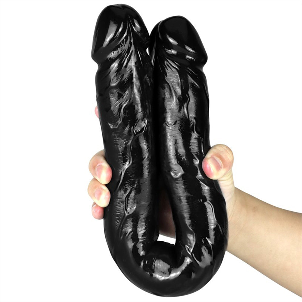 18 Inch Black Lesbian Double Ended PVC Dildo