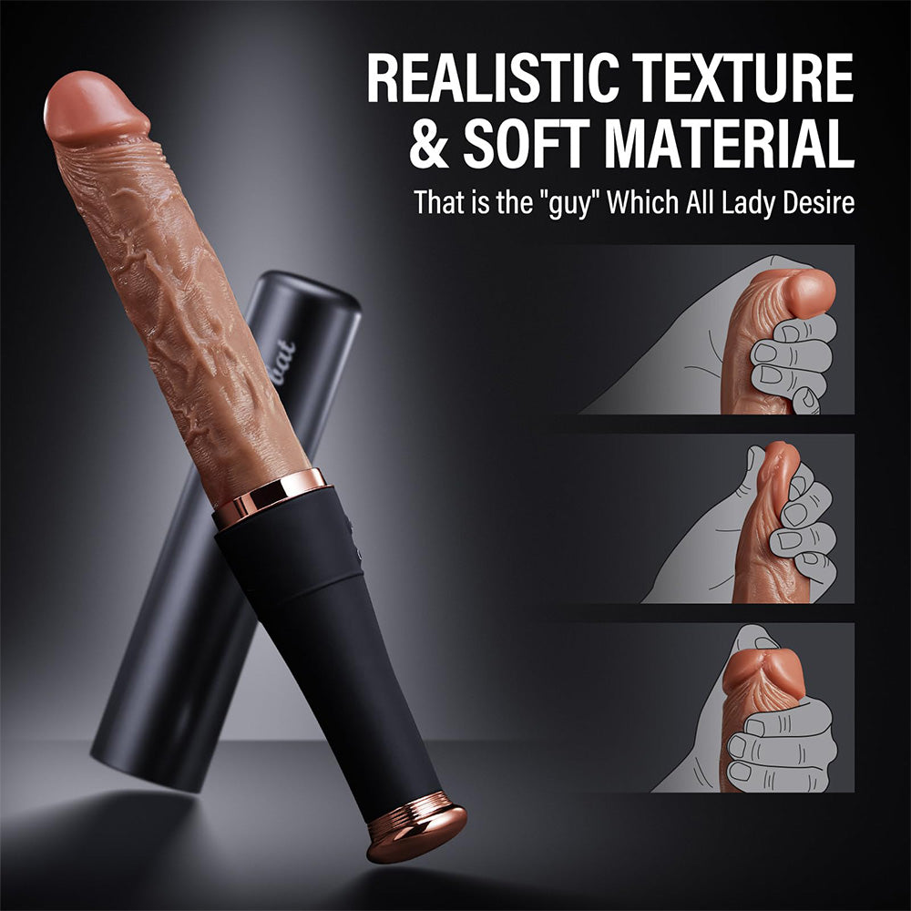 Baseball Bat 10 Vibrating & Thrusting Heating Telescopic Realistic Dildos