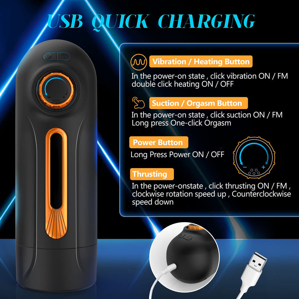 Variable Speed 10 Thrusting 4 Sucking Male Stroker Heating Voice Blowjob Toys