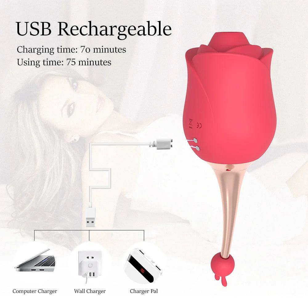 10 Vibrations Rose Suction Vibrator Masturbation Massager