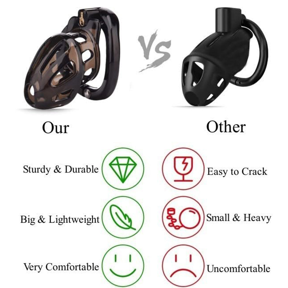 Lightweight Male Chastity Cage with 4 Size Rings