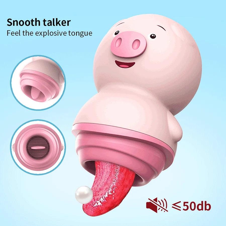 Cute Pig Tongue Licker Female Masturbator