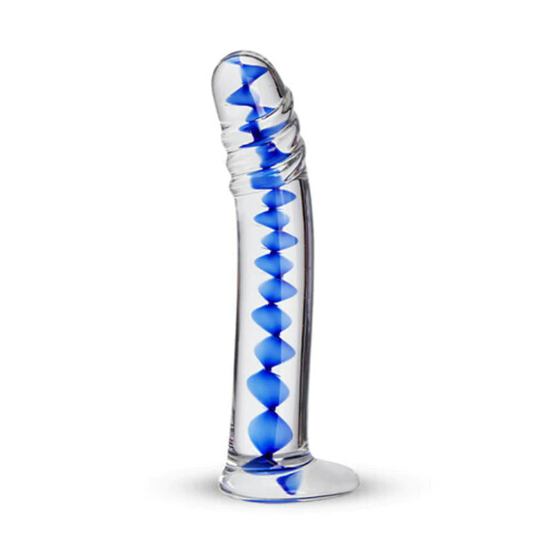 Frozen Sapphire Spiral Glass Dildo G-Spot Sex Toys 6.18 Inch