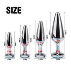4-Pack Metallic Silver Butt Plug Set with Jewelry Base Smooth Metal Butt Plug