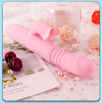 Pink Vibrator Dildo-Tongue Vibrator Heated Silicone Dildo