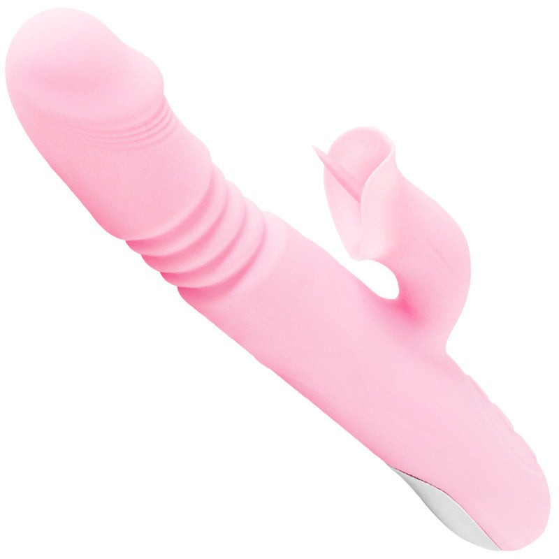 Pink Vibrator Dildo-Tongue Vibrator Heated Silicone Dildo