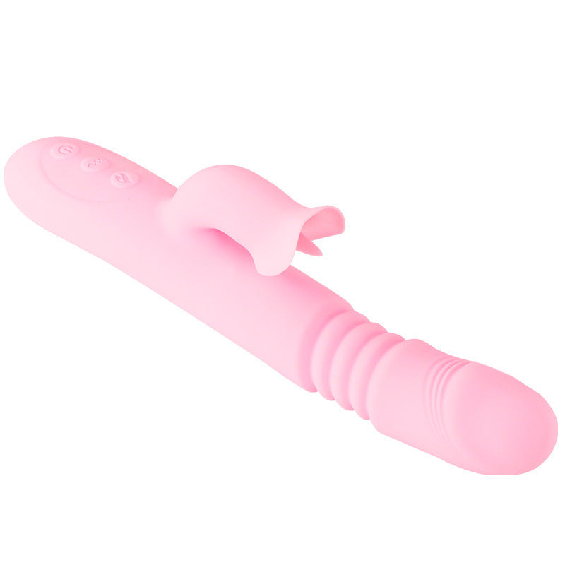 Pink Vibrator Dildo-Tongue Vibrator Heated Silicone Dildo