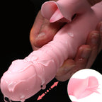 Pink Vibrator Dildo-Tongue Vibrator Heated Silicone Dildo