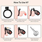 Male Chastity Device with 4 Size Rings and Hidden Lock