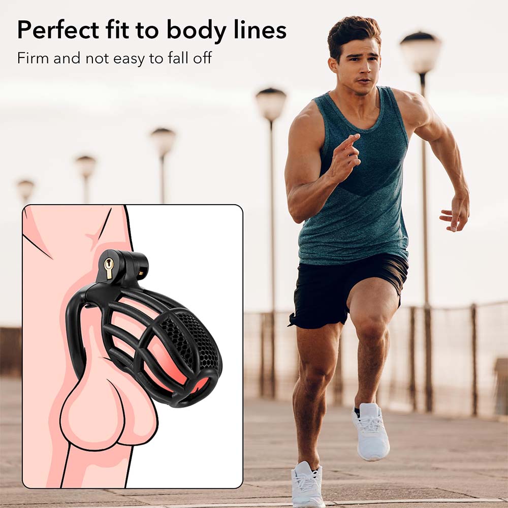 Male Chastity Device with 4 Size Rings and Hidden Lock