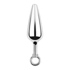 4-Pack Metallic Silver Butt Plug Set With Pull Ring Metal Butt Plug