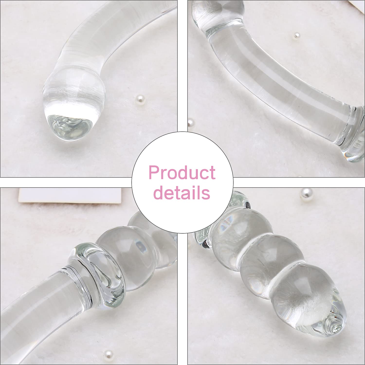 Purple & Pink & Transparent Crystal Glass Dildo G-spot Massager