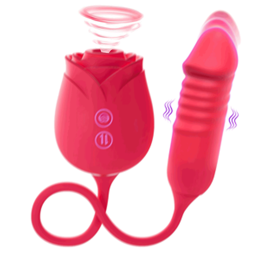 Rose Suction & Thrusting Vibrator – 10 Suction & 10 Thrusting Modes for Dual Stimulation