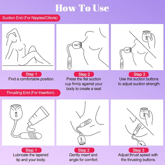 Rose Suction & Thrusting Vibrator – 10 Suction & 10 Thrusting Modes for Dual Stimulation