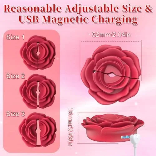 Rose Vibrating Nipple Clamps with Remote Control & 10 Stimulation Modes