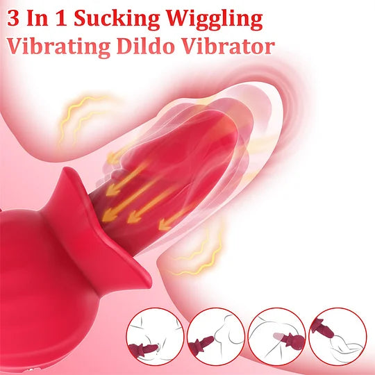 Rose Suction Vibrator: 3 Suction, 10 Wiggling & 10 Vibration Modes
