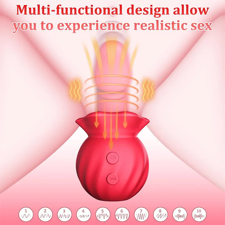 Rose Suction Vibrator: 3 Suction, 10 Wiggling & 10 Vibration Modes
