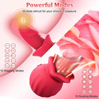 Rose Suction Vibrator: 3 Suction, 10 Wiggling & 10 Vibration Modes