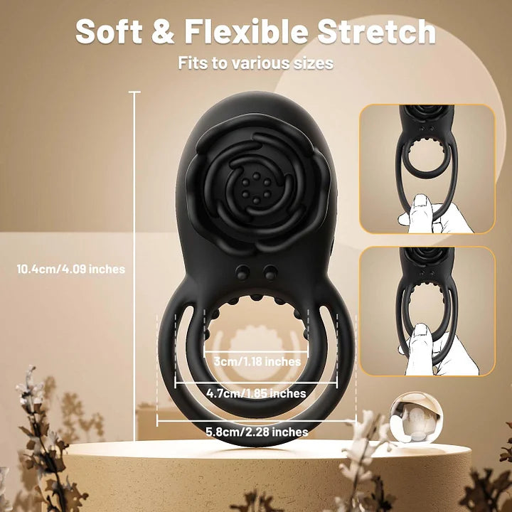 Rose Clitoral Stimulator & Vibrating Cock Ring – 8 Modes Dual Stimulation for Couples