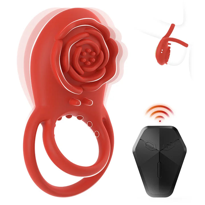 Rose Clitoral Stimulator & Vibrating Cock Ring – 8 Modes Dual Stimulation for Couples