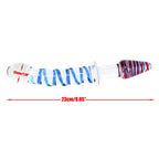 Colorful Ribbon Glass Dildo Crystal Female Masturbation Wand