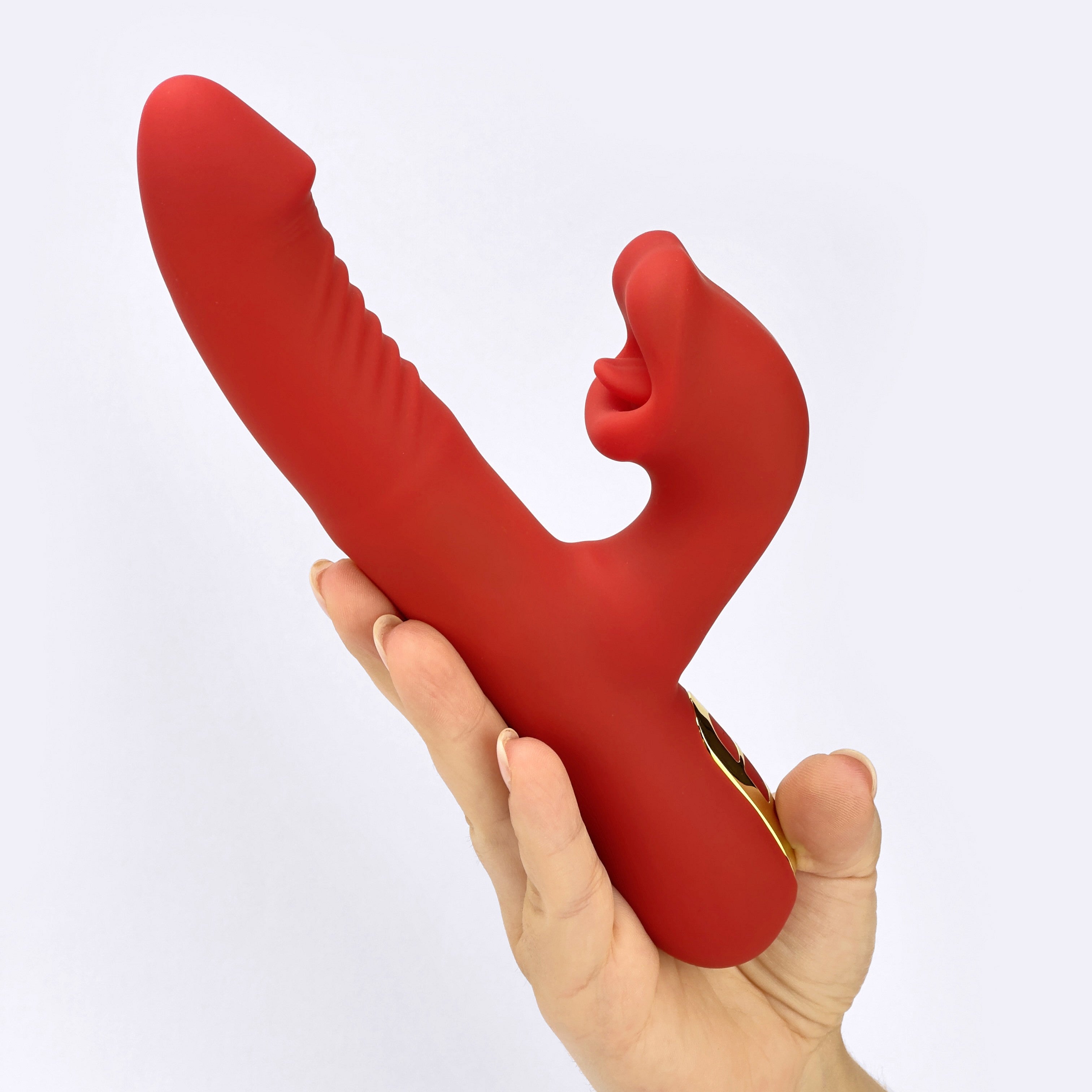 Dual Desire Thrusting Rabbit Vibrator - Red