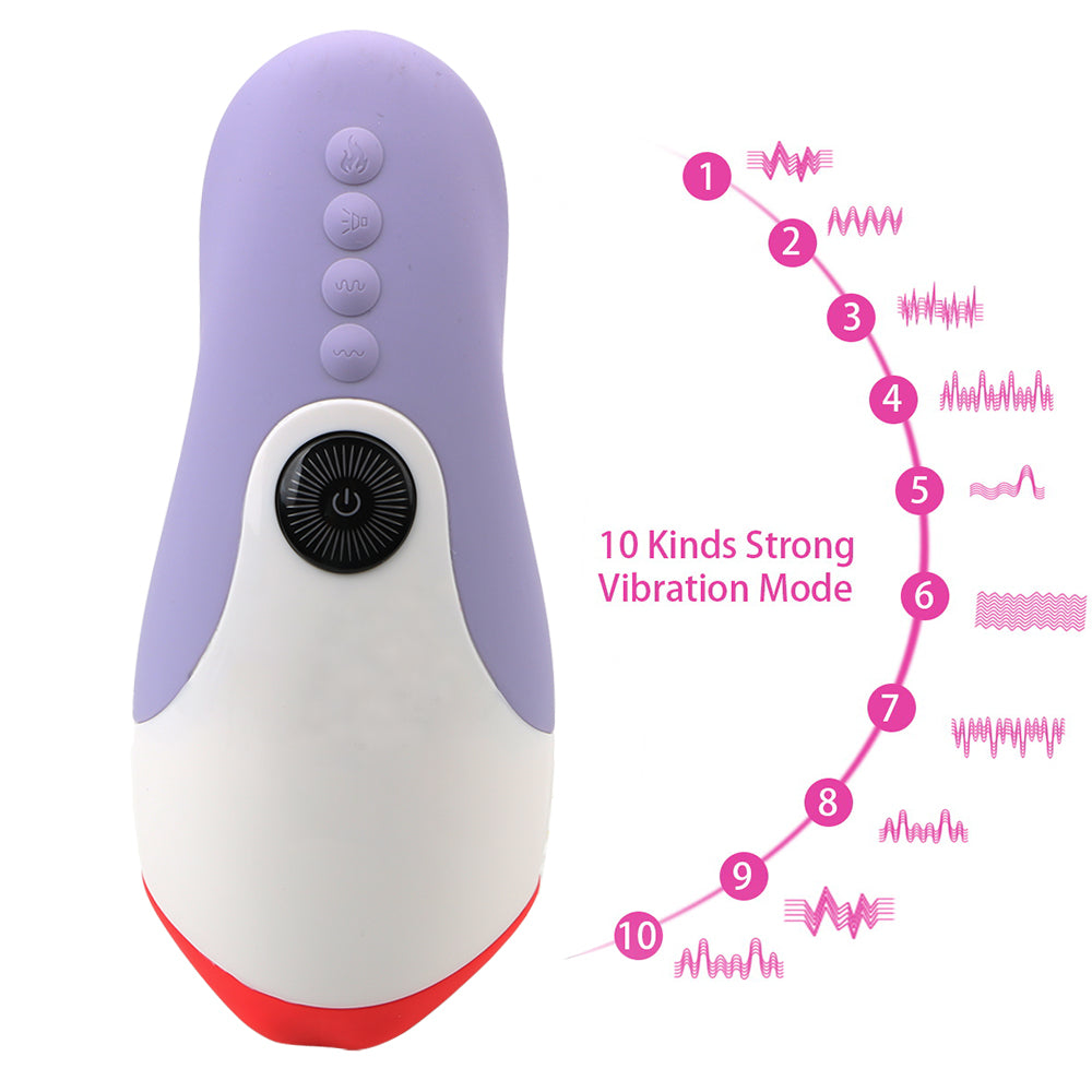 Leten 10 Vibrating Male Stroker Smart Warmer Tongue Licking Blowjob Toy