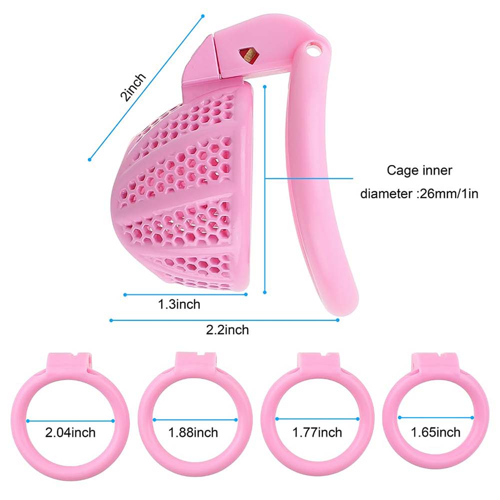 Male Chastity Device Cage - Ultra Small Lightweight Pink Metal Chastity Cage