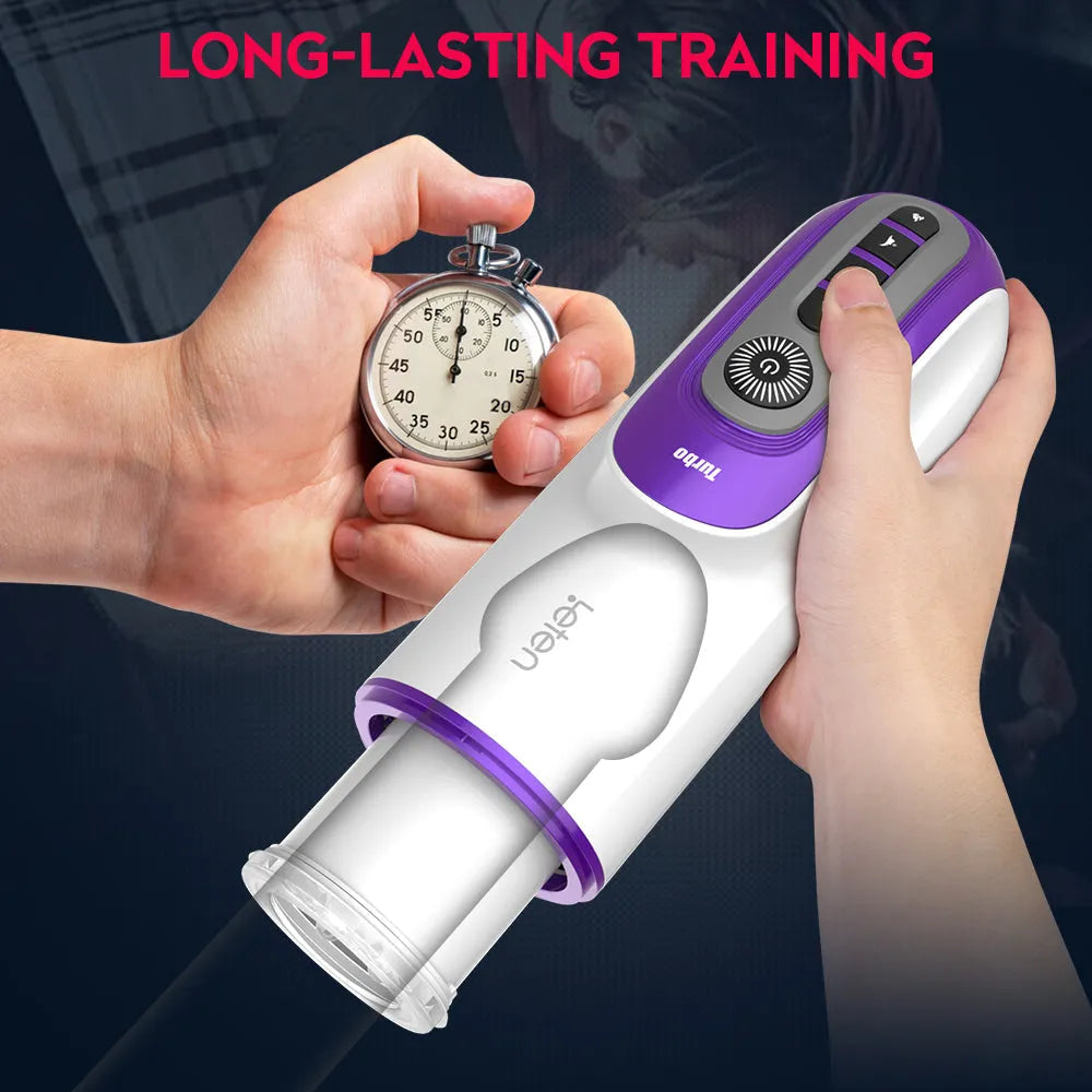 Leten 7 Thrusting Rotation sucking Male Stroker smart voice with Suction Base