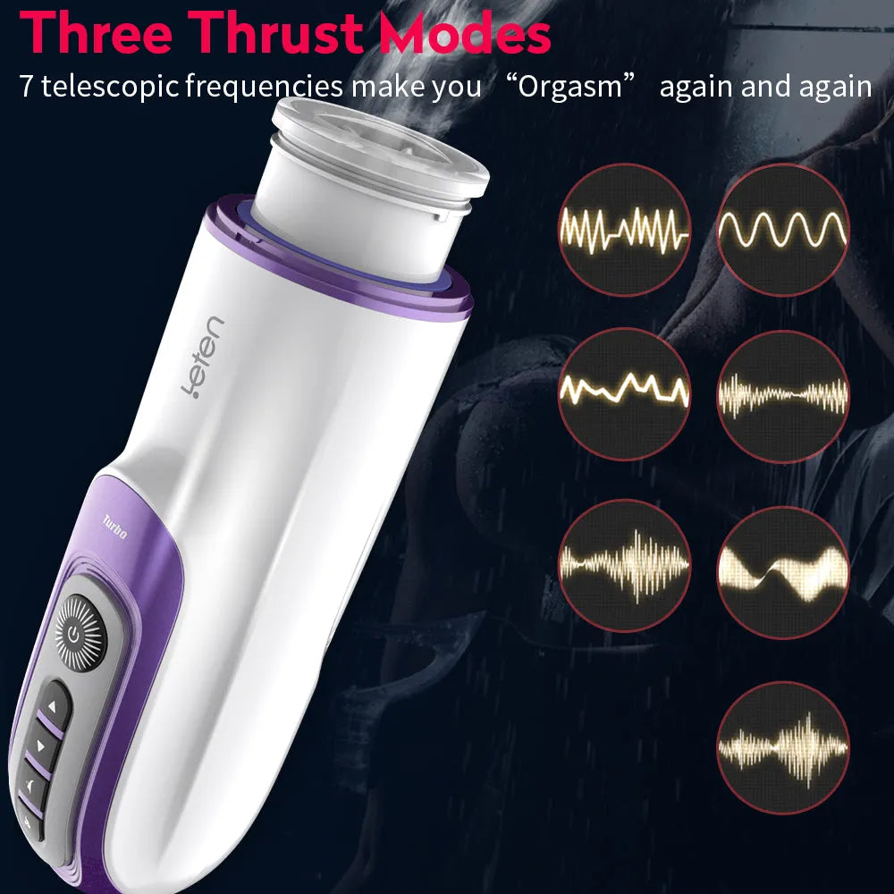 Leten 7 Thrusting Rotation sucking Male Stroker smart voice with Suction Base