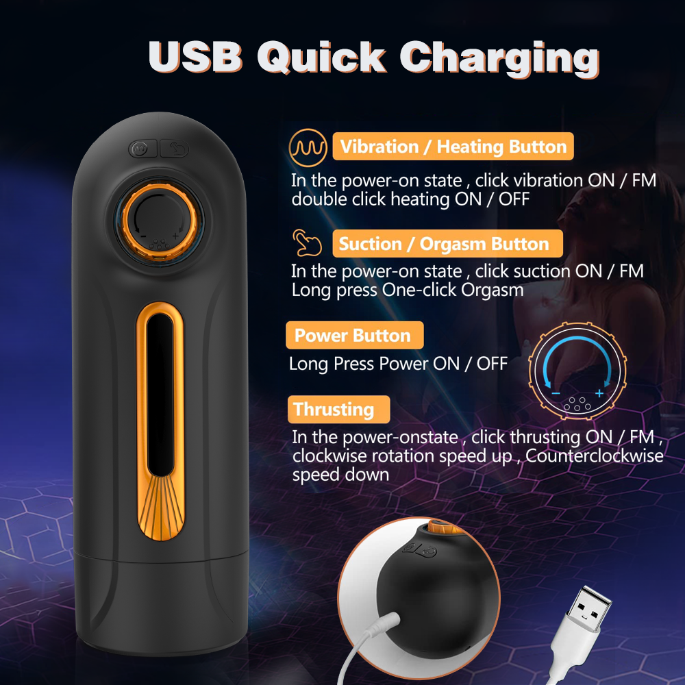 Variable Speed 10 Thrusting 4 Sucking Male Stroker Heating Voice Blowjob Toys