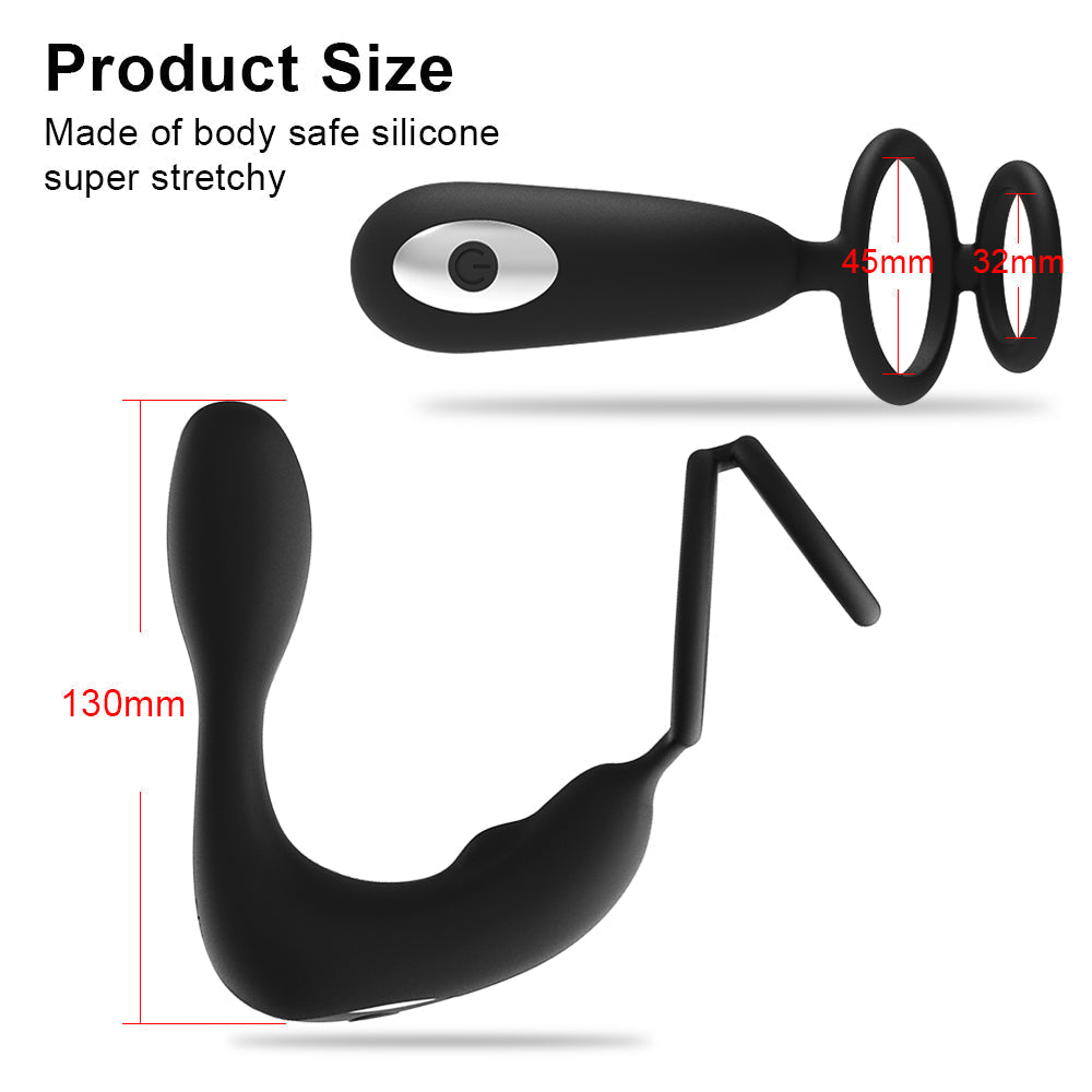 Wireless Remote Control Double Ring Lock Semen Prostate Press Anal Plug