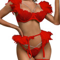 Night Angel Feather Lace Ultra-thin Sexy Lingerie Suit