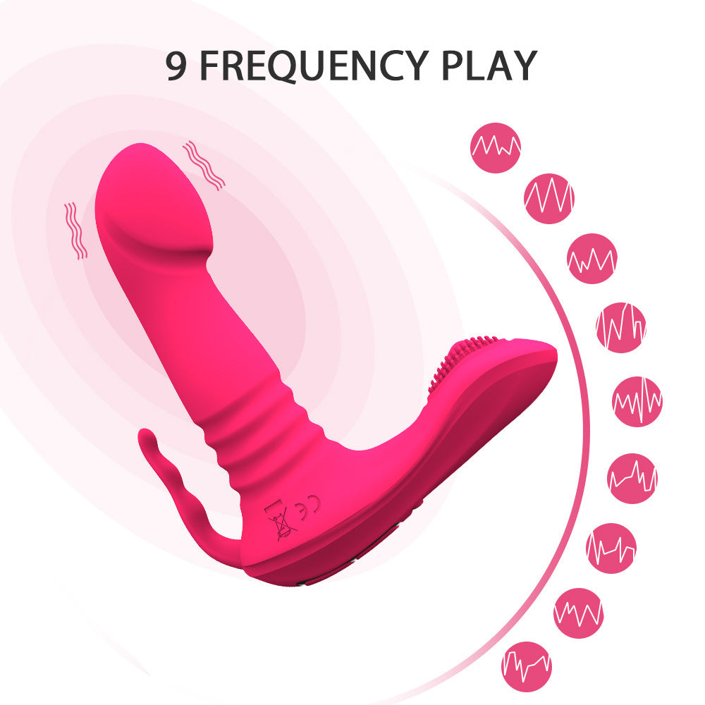 Pink Female Vibrator Strap on Thrusting Dildo APP Control