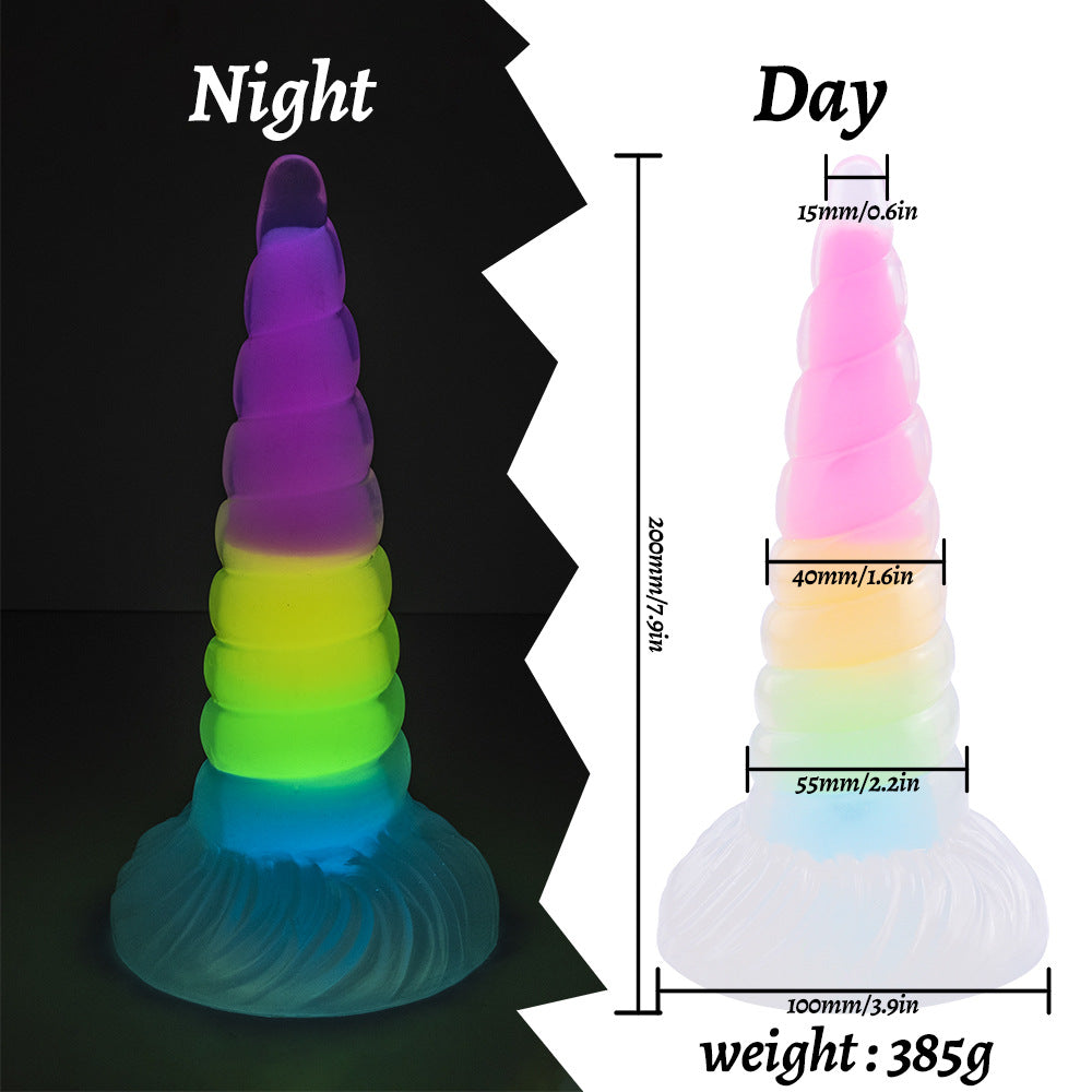 Rainbow Luminous Anal Plug with Suction Cup Sex Toy 6.5 Inch