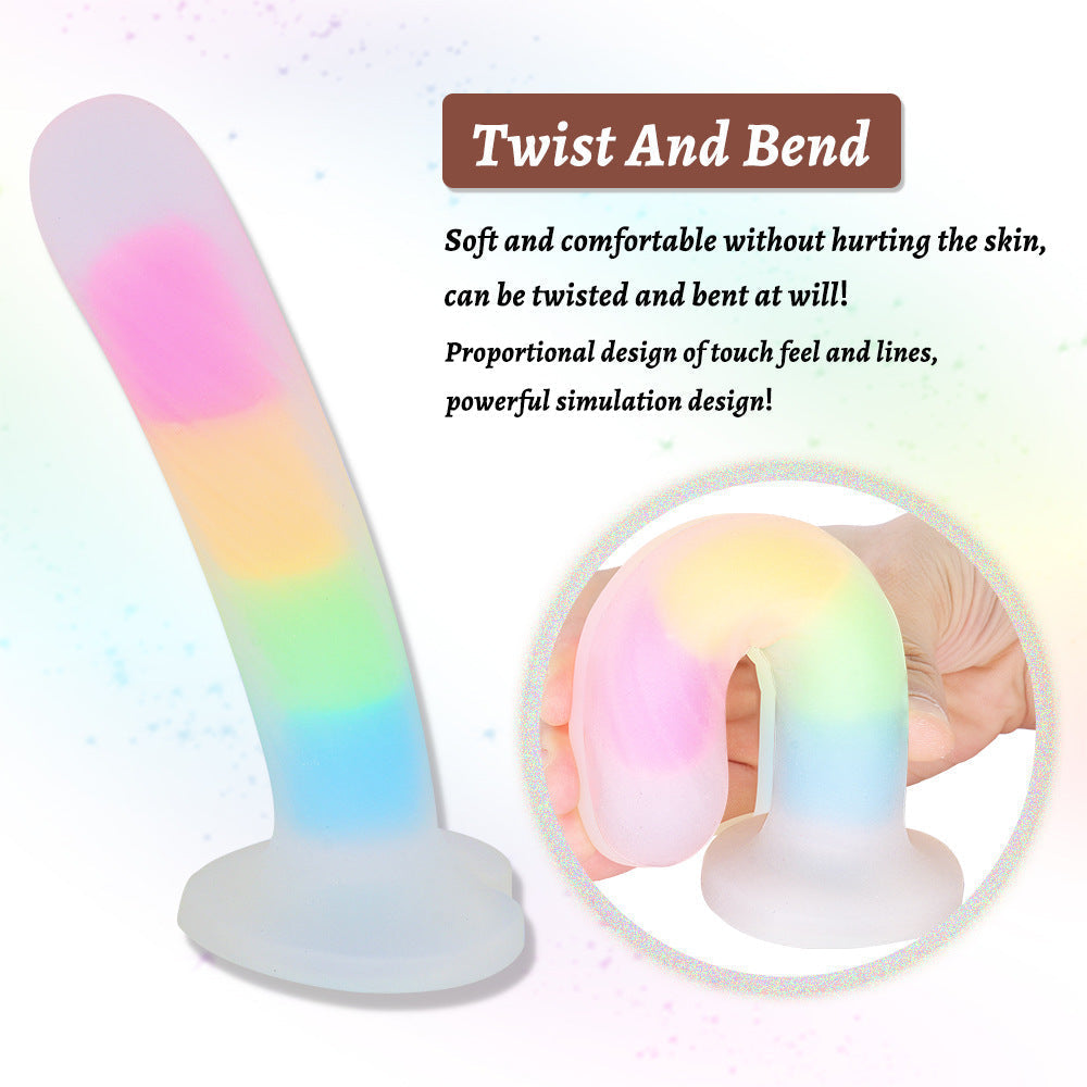 Rainbow Luminous Anal Plug with Suction Cup Sex Toy 6.5 Inch