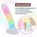 Rainbow Luminous Anal Plug with Suction Cup Sex Toy 6.5 Inch