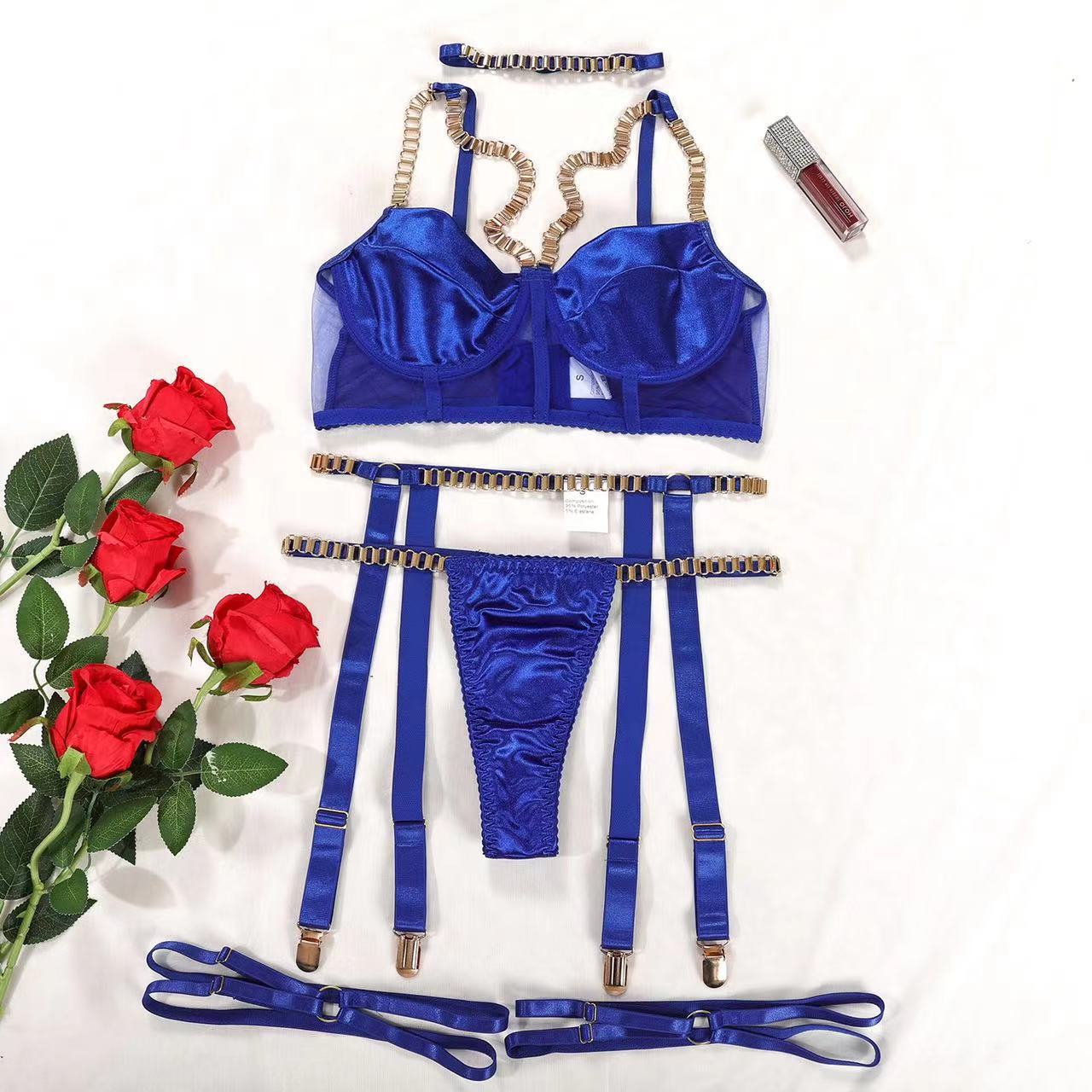 Velvet Bondage Chain Sex Lingerie Suit