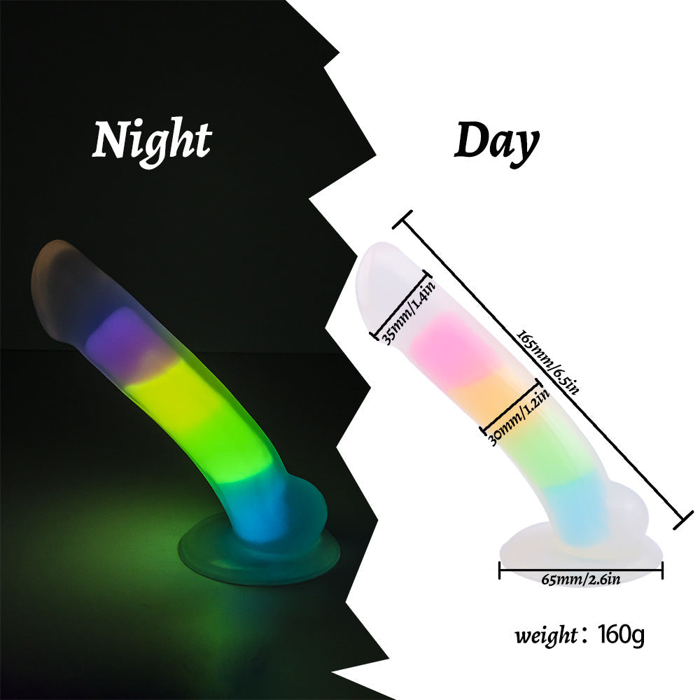 Rainbow Luminous Anal Plug with Suction Cup Sex Toy 6.5 Inch