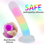 Rainbow Luminous Anal Plug with Suction Cup Sex Toy 6.5 Inch